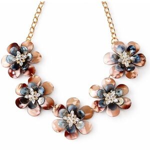 Acrylic Crystal Flower Lightweight Statement Necklace